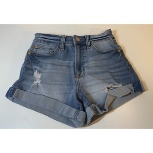 Kendall + Kylie Women's "The Icon Short" Distressed‎ Stretch Jean Shorts Sz O/24